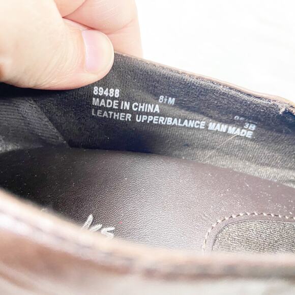 Clarks 8.5 M Womens Brown Leather ribbed Comfort Heeled Shoes - Picture 8 of 9